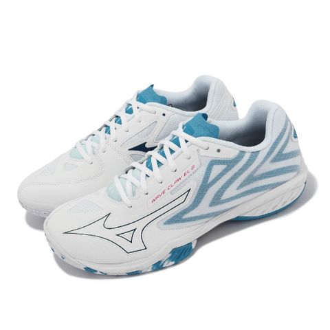 Mizuno 美津濃 羽球鞋 Wave Claw EL 2 寬楦 男鞋 女鞋 白 藍 緩衝 室內運動 桌球鞋 71GA2280-20