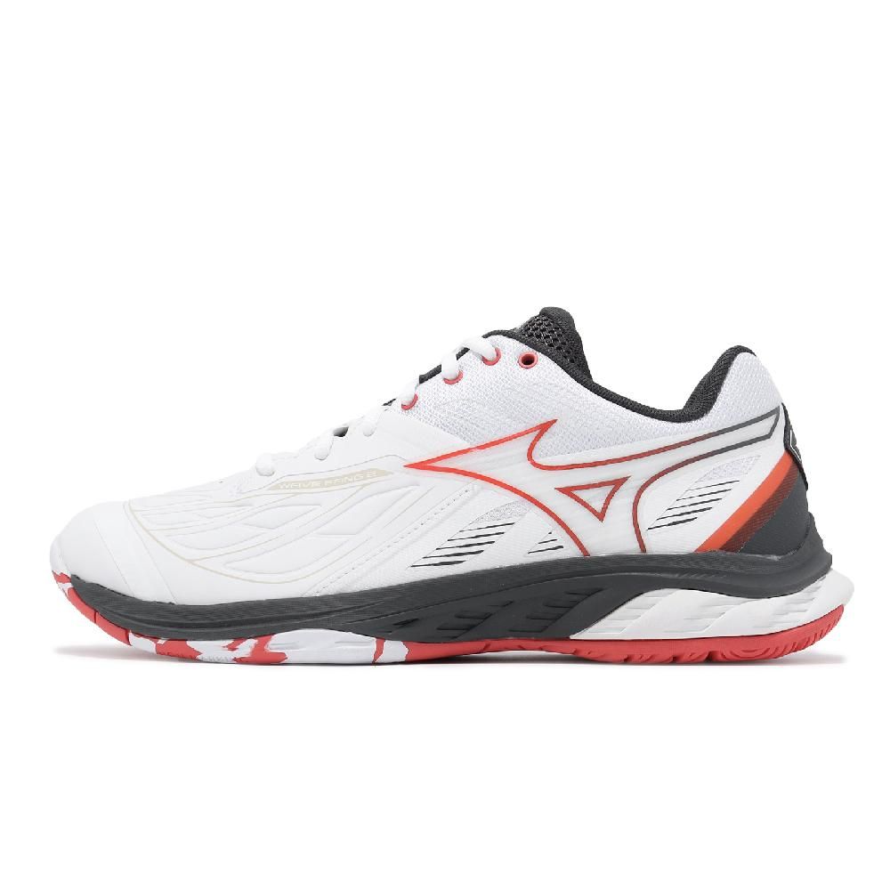 MIZUNO 美津濃   羽球鞋 Wave Fang 2 Wide 男鞋 寬楦 白 黑 回彈 襪套 室內運動 運動鞋 71GA2313-03