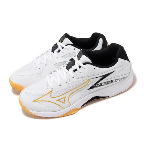 MIZUNO 美津濃 排球鞋 Thunder Blade Z 男鞋 女鞋 白 金 輕量 緩衝 室內運動 羽排鞋 V1GA2370-10