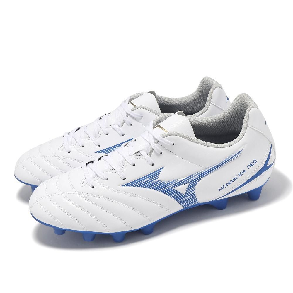 MIZUNO 美津濃   足球鞋 Monarcida Neo III Select 寬楦 男鞋 白 藍 草皮 P1GA2425-25