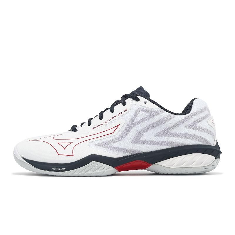 MIZUNO 美津濃羽球鞋Wave Claw EL 2 男鞋寬楦白紅藍緩衝抓地室內