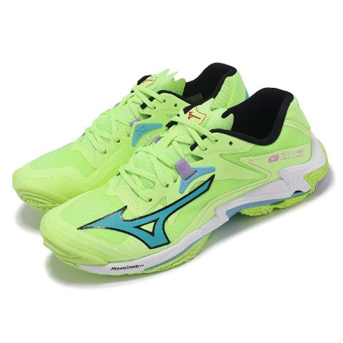 MIZUNO 美津濃 排球鞋 Wave Lightning Z8 男鞋 螢光綠 藍 抓地 輕量 室內運動 羽排鞋 V1GA2400-11