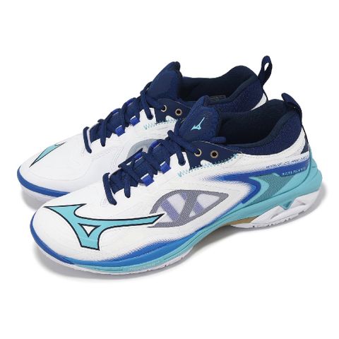 MIZUNO 美津濃 羽球鞋 Wave Claw Neo 3 男鞋 白 藍 回彈 室內運動 運動鞋 71GA2473-02