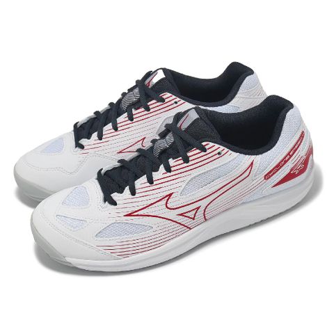 MIZUNO 美津濃 排球鞋 Cyclone Speed 4 男鞋 女鞋 白 紅 輕量 入門款 室內運動 羽排鞋 V1GA2380-96