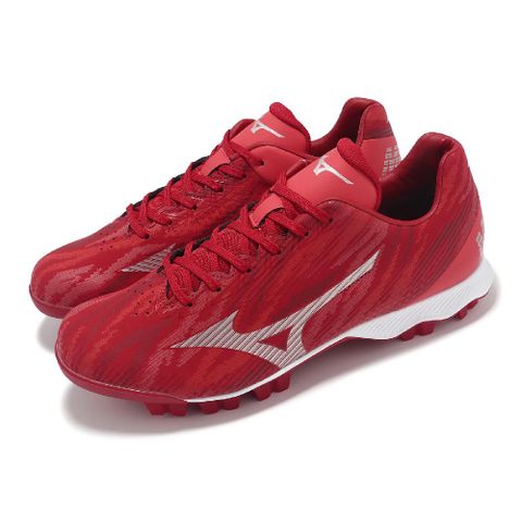 MIZUNO 美津濃 棒壘球鞋 Wave Lightrevo 男鞋 紅 白 寬楦 抓地 人造皮革 運動鞋 11GP2425-61