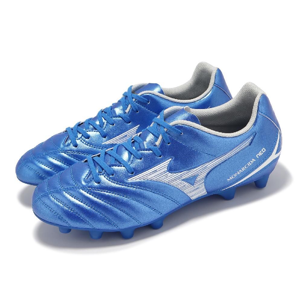 MIZUNO 美津濃   足球鞋 Monarcida Neo III Select 男鞋 寬楦 藍白 人工草皮 運動鞋 P1GA2425-27