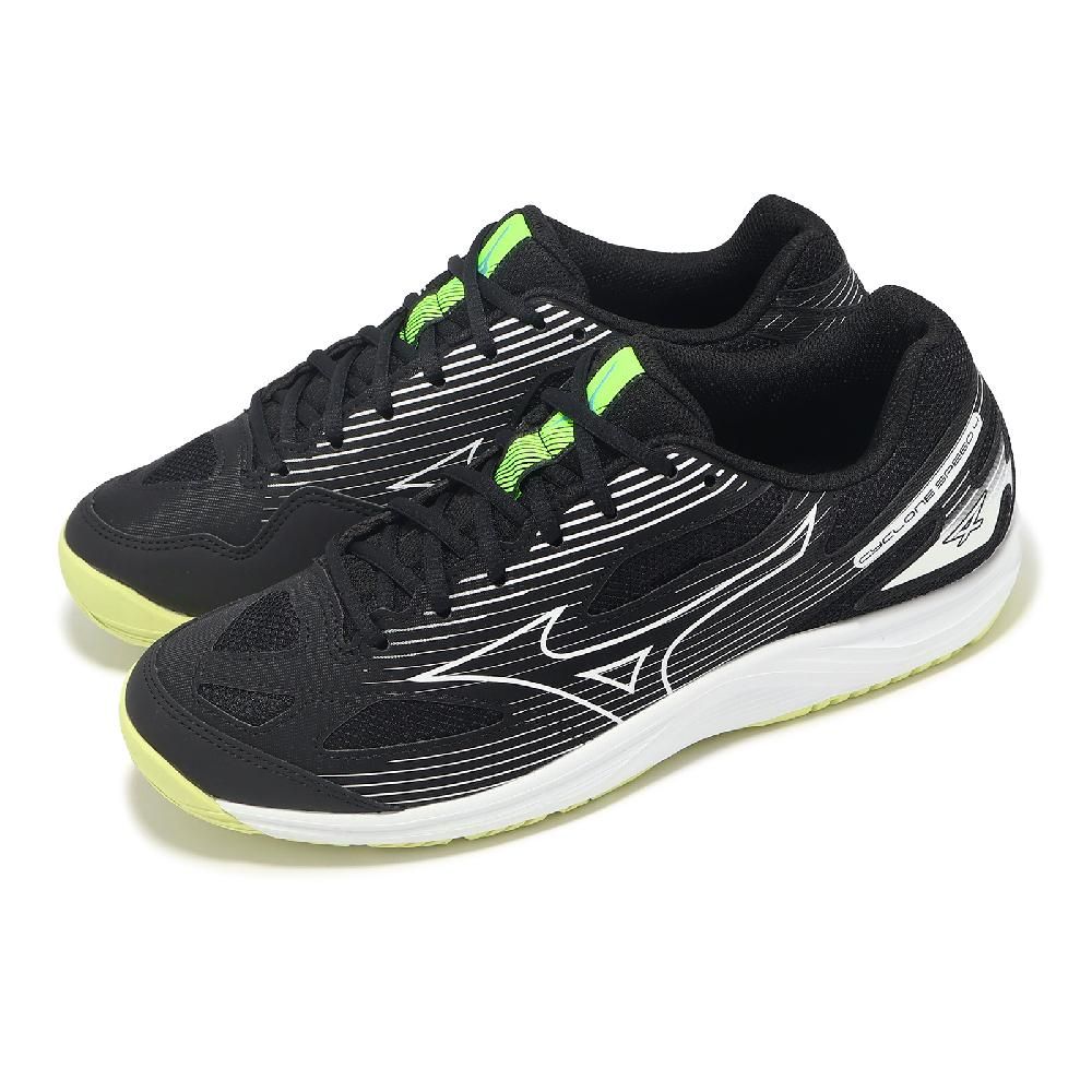 MIZUNO 美津濃   排球鞋 Cyclone Speed 4 男鞋 黑 白 緩衝 入門款 室內運動 羽排鞋 V1GA2380-12