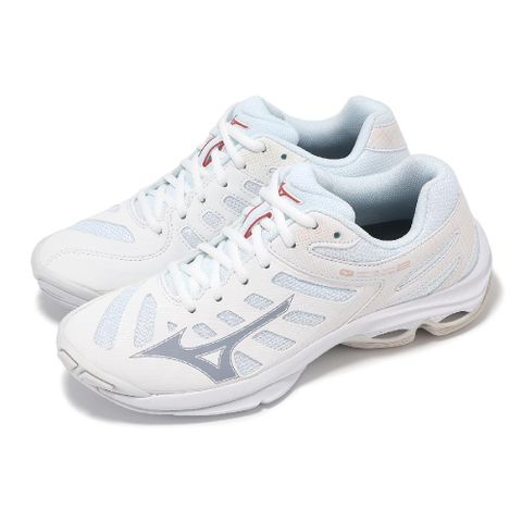 MIZUNO 美津濃 排球鞋 Wave Voltage 2 女鞋 米白 波浪片 輕量 室內運動 羽排鞋 V1GC2460-25