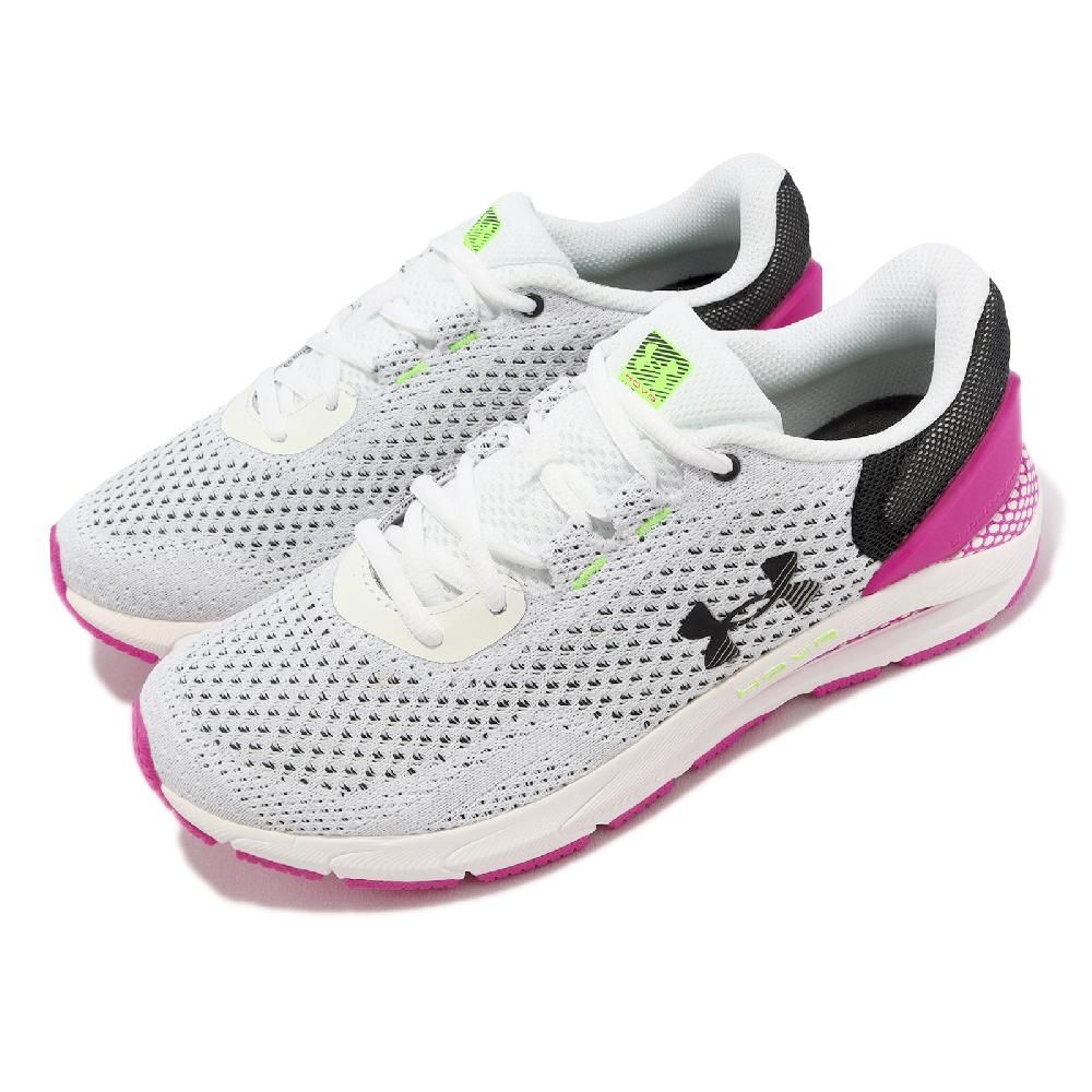 Under Armour  慢跑鞋 HOVR Intake 6 女鞋 白 粉紅 緩衝 運動鞋 針織鞋面 路跑 UA 3026141103