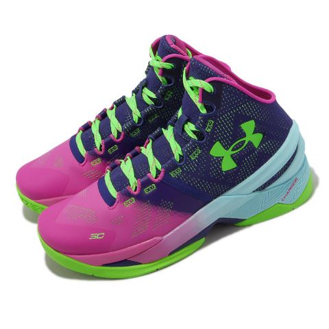 Under Armour 安德瑪 籃球鞋 Curry 2 男鞋 粉紅 紫 支撐 極光 運動鞋 UA 3026052600