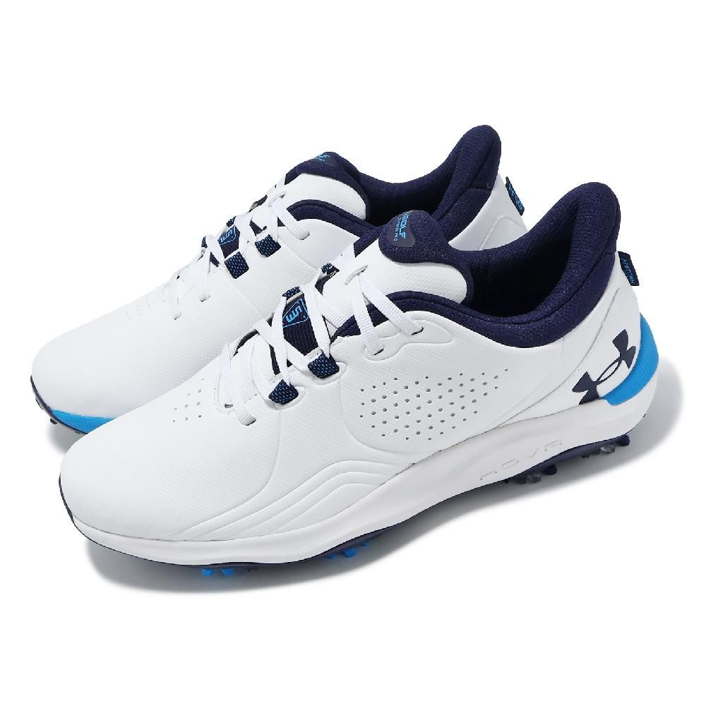 Under Armour  安德瑪 高爾夫球鞋 Drive Pro Wide 男鞋 寬楦 白藍 防水鞋面 抓地 運動鞋 UA 3026919101