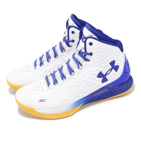 Under Armour 安德瑪 籃球鞋 Curry 1 Dub Nation 男鞋 白 藍 咖哩 勇士 高筒 運動鞋 UA 3024397101