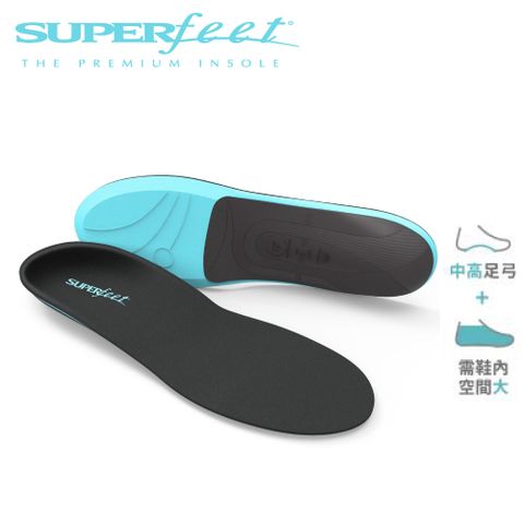 【美國SUPERfeet】健康慢跑登山健行多用途抑菌足弓鞋墊(水藍色)