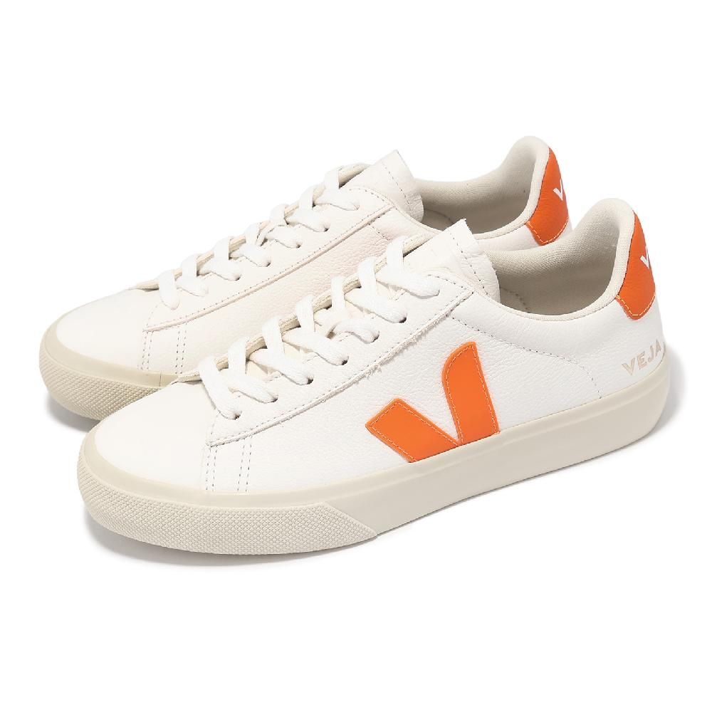 VEJA  休閒鞋 Campo Chromefree Leather 女鞋 白 橘 皮革 帆布 經典小白鞋 CP0503494A