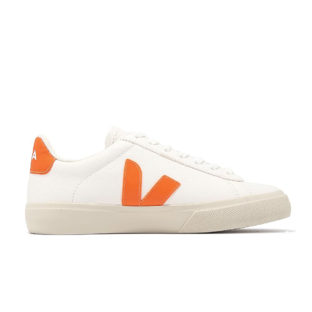 VEJA  休閒鞋 Campo Chromefree Leather 女鞋 白 橘 皮革 帆布 經典小白鞋 CP0503494A