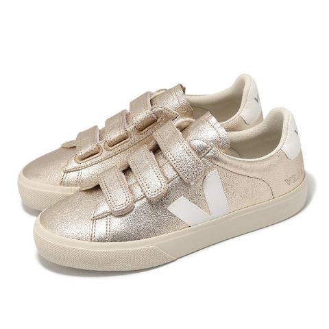 VEJA 休閒鞋 Recife Logo Chromefree Leather 女鞋 金 白 魔鬼氈 皮革 RC0502418A