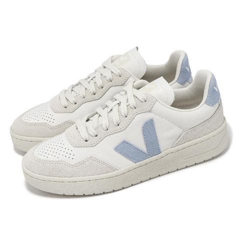 VEJA 休閒鞋 V-90 O.T. Leather 女鞋 白 藍 皮革 拼接 經典小白鞋 復古 VD2003387A