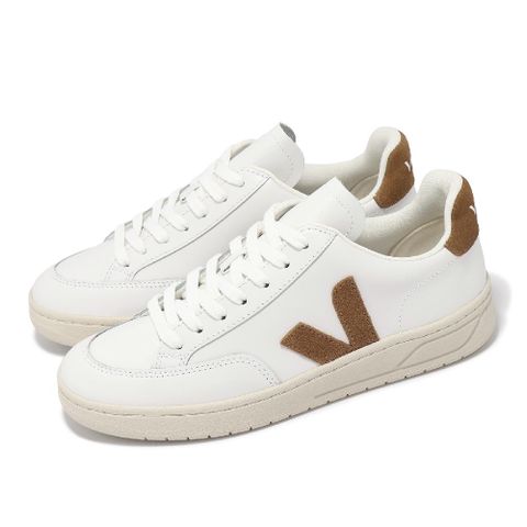 VEJA 休閒鞋 V-12 Leather 女鞋 白 棕 皮革 帆布 經典小白鞋 XD0202322A