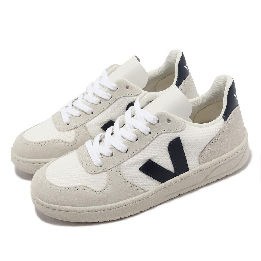 VEJA  休閒鞋 V-10 B-Mesh 女鞋 白 米灰 艾瑪華森同款 斜V 經典 低筒 法國 VX0101380A