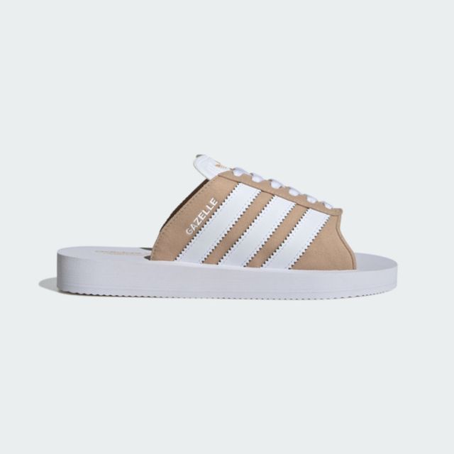 adidas Originals Adidas Gazelle Beach W JQ7422 女 涼拖鞋 運動 經典 綁帶 海灘 三葉草 奶茶