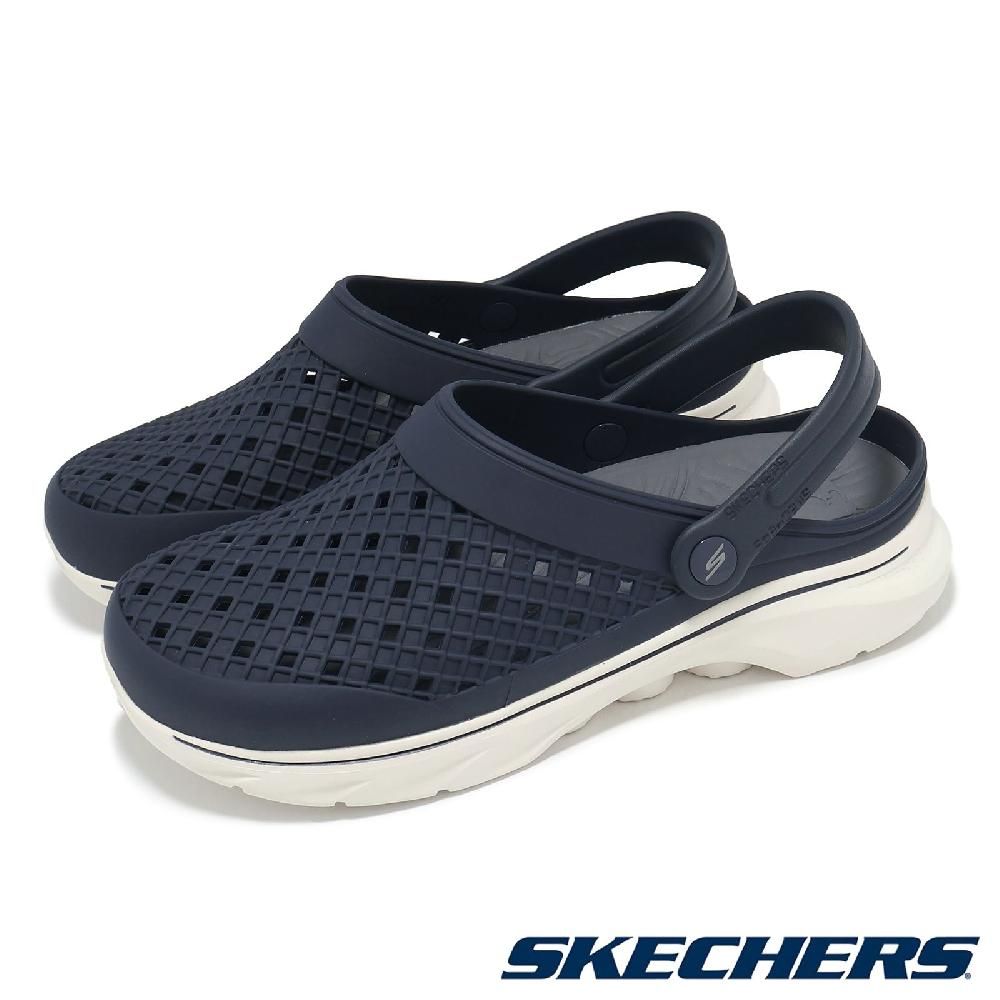 SKECHERS 斯凱奇 拖鞋 Go Walk 7 Foamies-Ambition 男鞋 藍 白 防水 支撐 緩衝 涼拖鞋 243283NVW