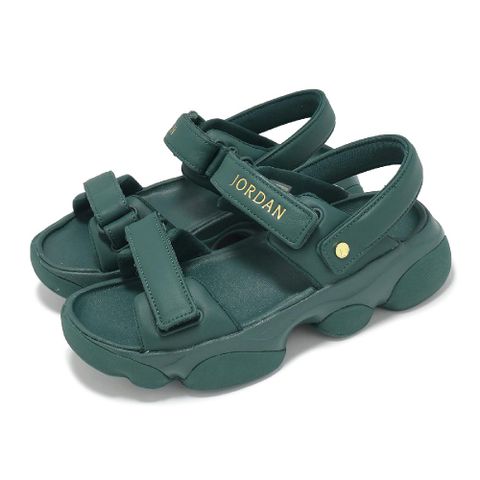 NIKE 耐吉 涼鞋 Wmns Jordan Deja Sandal 女鞋 綠 魔鬼氈 厚底 增高 皮革 涼拖鞋 FN5036-300