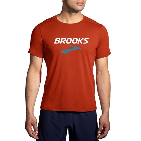 BROOKS 男 距離短袖上衣 2.0_黏土紅/BR logo(211453609)