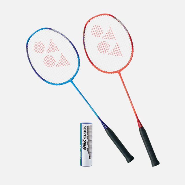  Yonex 雙人羽拍組 [NF001CGE470] 初階 羽球拍*2 羽球*1 穿線拍 超輕 78g