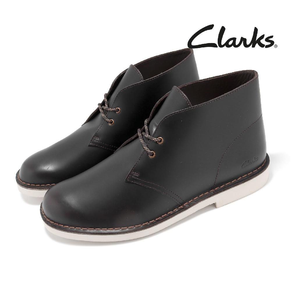 Clarks  休閒鞋 Desert Boot 2 Wide 寬楦 男鞋 棕 白 皮革 沙漠靴 短靴 英倫風 克拉克 26161345W