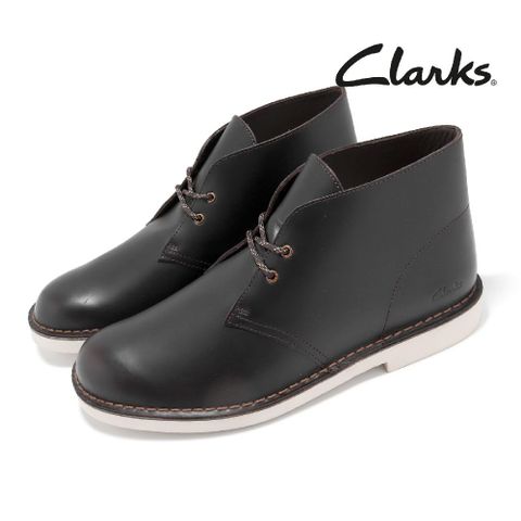 Clarks 休閒鞋 Desert Boot 2 Wide 寬楦 男鞋 棕 白 皮革 沙漠靴 短靴 英倫風 克拉克 26161345W