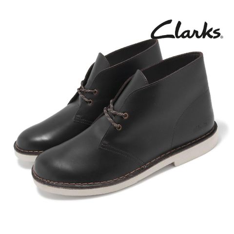 Clarks 休閒鞋 Desert Boot 2 男鞋 黑 白 沙漠靴 皮革 短靴 英倫風 克拉克 26161345