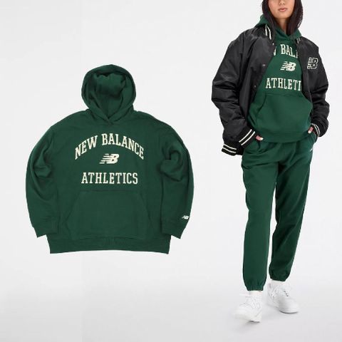 New Balance 紐巴倫 長袖 Athletics Varsity 女款 綠 黃 帽T 寬鬆 美版 連帽 NB WT33550NWG
