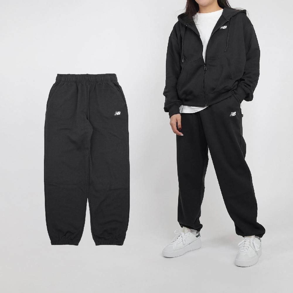 NEW BALANCE  紐巴倫 長褲 SE FT Pants 女款 黑 白 抽繩 寬鬆 束腳 棉褲 褲子 NB AWP41500BK