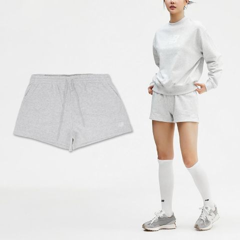 New Balance 紐巴倫 短褲 Sport Essentials 女款 灰 白 3吋 寬鬆 毛圈布 褲子 NB WS41500AHH