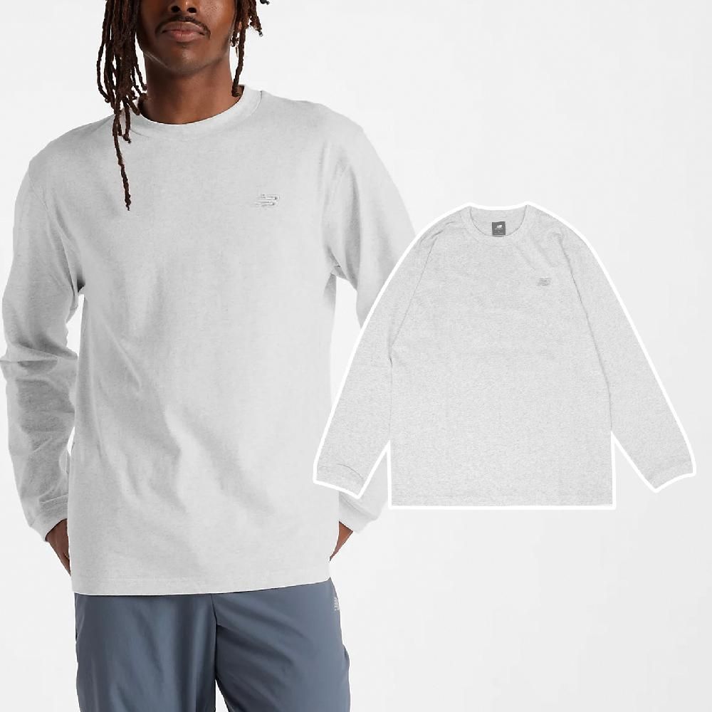 New Balance 紐巴倫 New Balance 紐巴倫 長袖 Athletics Tee 男款 淺灰 薄長T 長T 上衣 純棉 寬鬆 NB MT43523AHH