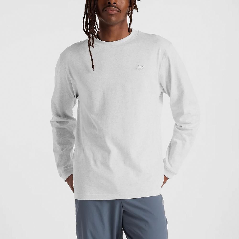 New Balance 紐巴倫 New Balance 紐巴倫 長袖 Athletics Tee 男款 淺灰 薄長T 長T 上衣 純棉 寬鬆 NB MT43523AHH