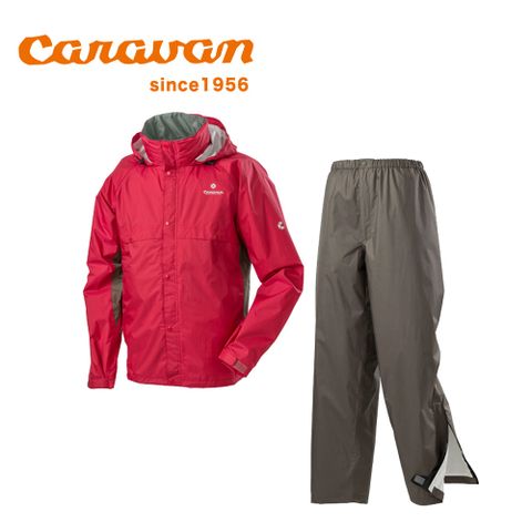 【 Caravan】原廠貨 中性 日本製 兩件式雨衣/防水/登山/健行/旅遊 紅(6275500)