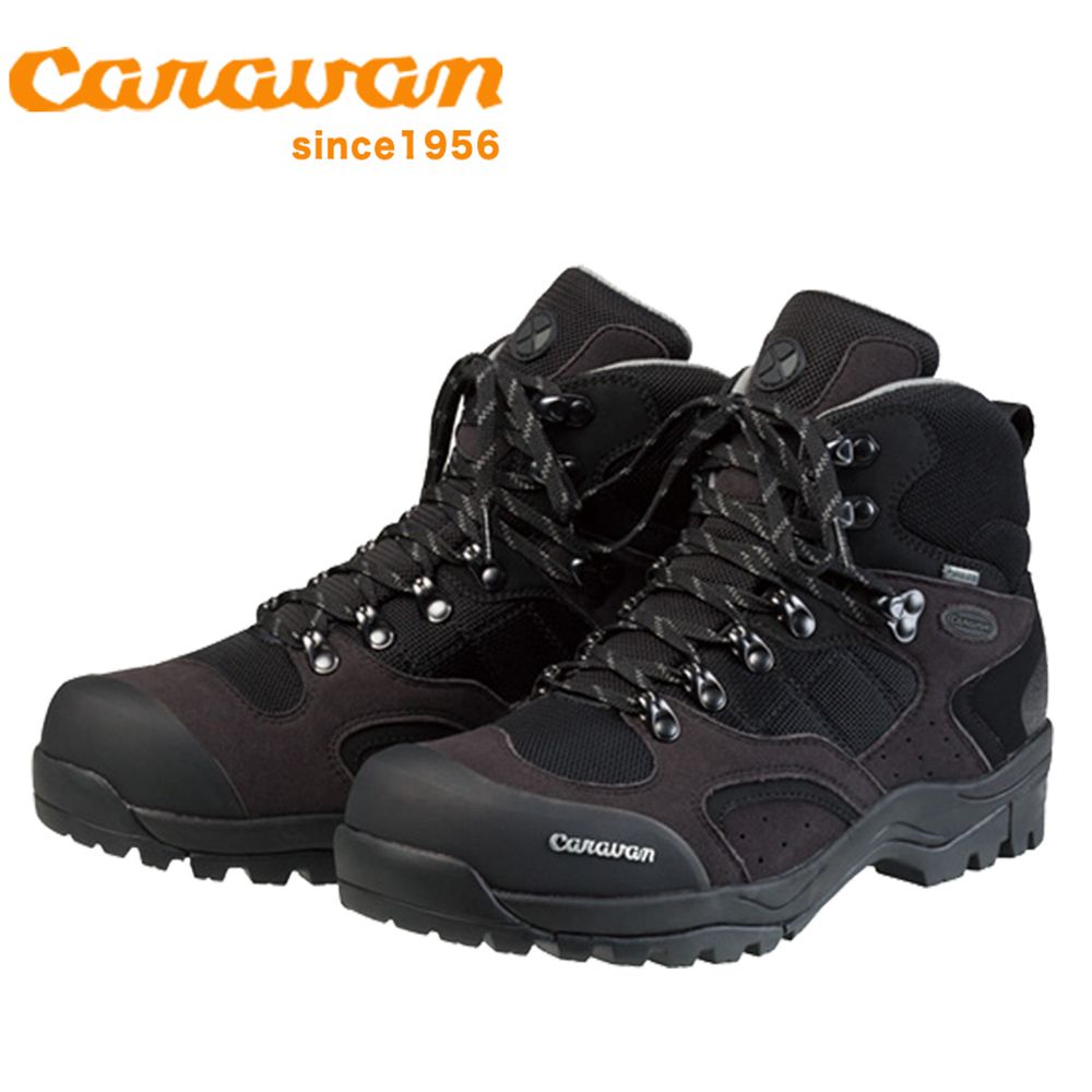  【 Caravan】日本製 原廠貨 女 中筒防水 3E寬楦/登山鞋/郊山鞋/旅行 黑銀(C1_02S)