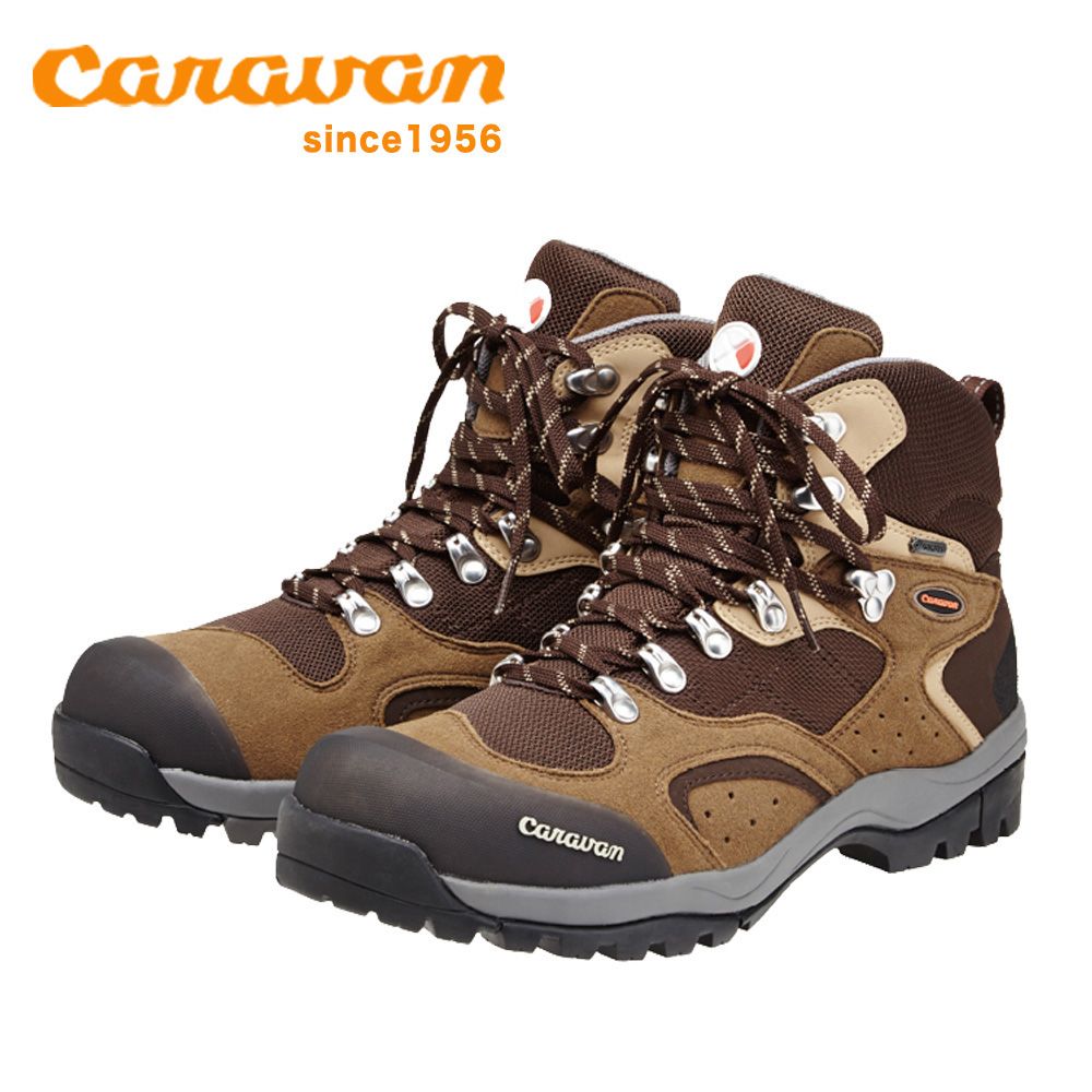  【 Caravan】日本製 原廠貨 中性 中筒防水 3E寬楦/登山鞋/郊山鞋/旅行 褐(C1_02S)
