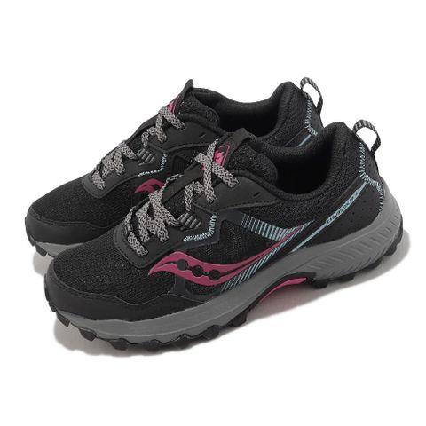 SAUCONY 索康尼 越野跑鞋 Excursion TR16 寬楦 女鞋 黑 桃紅 緩衝 運動鞋 耐磨 戶外 S1074510