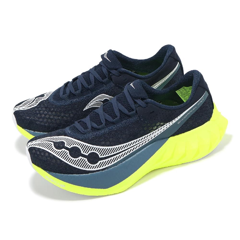 SAUCONY 索康尼   競速跑鞋 Endorphin Pro 4 男鞋 藍 螢光綠 雙密度中底 碳板 回彈 運動鞋 S20939222