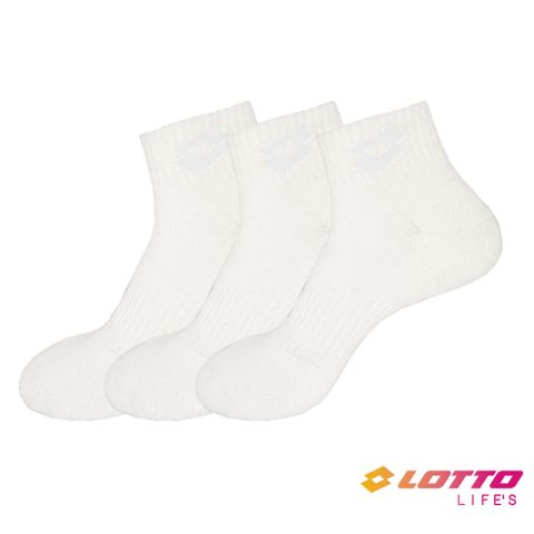 LOTTO 樂得 立體緩震減壓襪24-27cm(白-3入組)