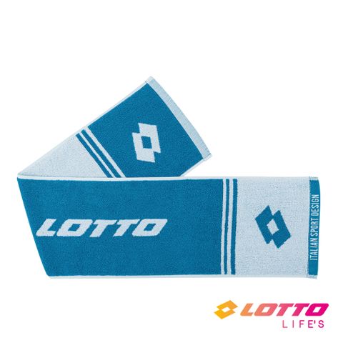 【LOTTO 義大利】LOTTO織紋運動毛巾(藍)