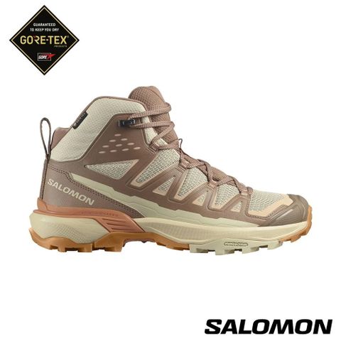 【SALOMON】女 X ULTRA 360 EDGE GTX 中筒登山鞋 黃/棕/粉 登山鞋 女 -L47462700