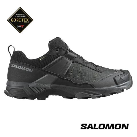 【SALOMON】男 X ULTRA 5 GTX 低筒登山鞋WIDE 黑/瀝灰/堡岩灰 登山鞋 男 -L47727400