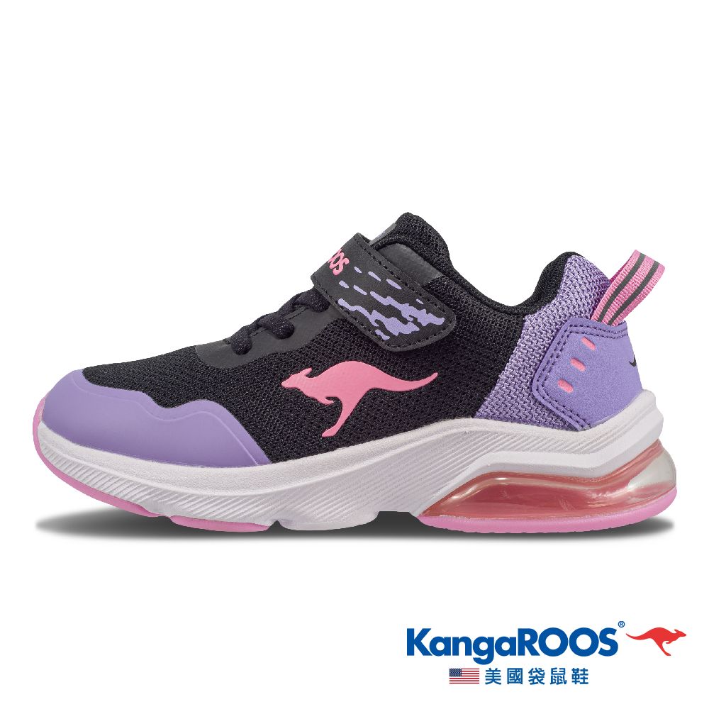 KangaROOS 美國袋鼠鞋 童鞋 RUN FAST 舒適 緩震 氣墊 運動鞋 (黑/紫-KK21187)