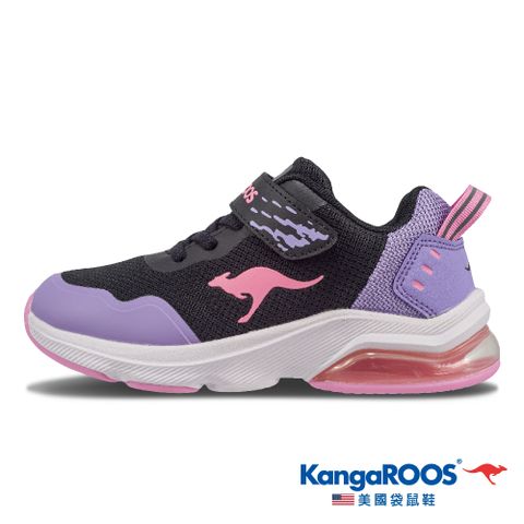 【KangaROOS 美國袋鼠鞋】童鞋 RUN FAST 舒適 緩震 氣墊 運動鞋 (黑/紫-KK21187)