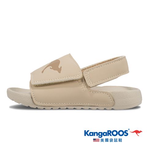 【KangaROOS 美國袋鼠鞋】兒童涼拖鞋 SUNNY 一片式 後帶可調 輕量 休閒涼鞋(卡其-KK21031)