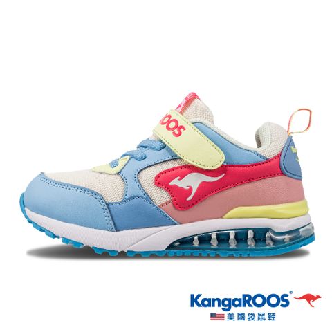 【KangaROOS 美國袋鼠鞋】童鞋 MEGA RUN 超輕量 氣墊慢跑鞋(粉/藍/黃-KK21463)