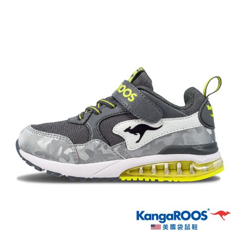 【KangaROOS 美國袋鼠鞋】童鞋 MEGA RUN 超輕量 氣墊慢跑鞋(灰-KK21468)